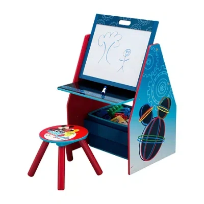 Delta Children Mickey Mouse Activity Center - Easel Desk With Stool & Toy Organizer Mickey Mouse 2-pc. Easel In Blue