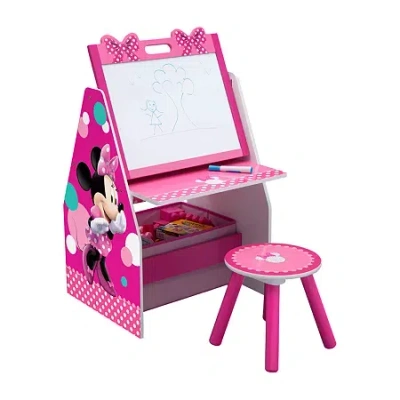 Delta Children Minnie Mouse Deluxe Kids Art Table Minnie Mouse 2-pc. Easel In Pink
