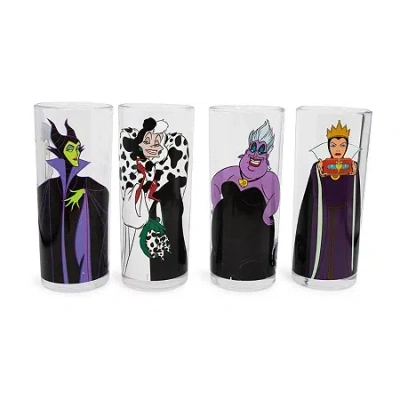 Disney Collection Villains 4 Piece 10 oz Tumbler Set 4-pc. Tumbler Glass In Multi