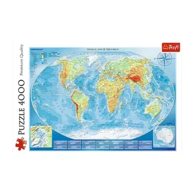 Trefl Puzzles - 4000 Piece Large Physical Map Meridian 4000-pc. Puzzle In Transparent