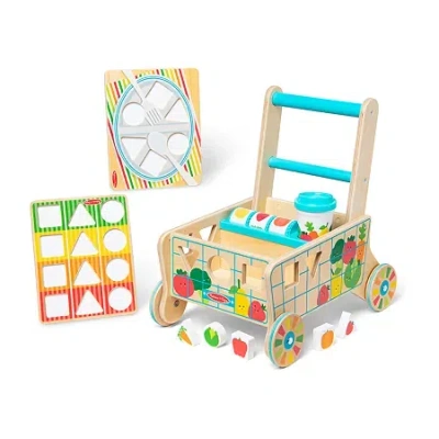 Melissa & Doug Wooden Shape Sorting Grocery Cart Interactive Toy In Multi