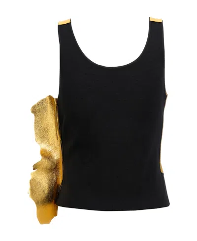 Gabriela Hearst Round Collar Sleeveless Vest In Gold