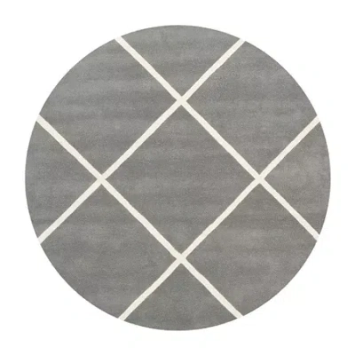 Safavieh Jayma Geometric Hand Tufted Wool Indoor Round Rug In Gray