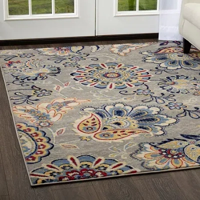 Home Dynamix Tremont Lincoln Floral Rectangular Area Rug In Gray