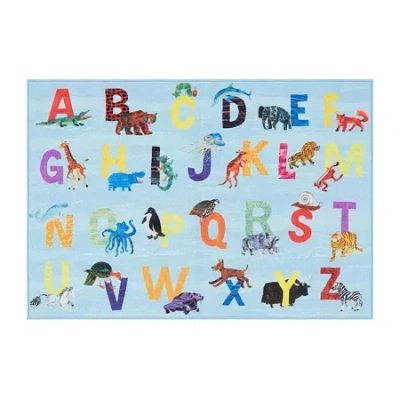Eric Carle Elementary Alphabet Print Loomed Rectangular Indoor Accent Rug In Blue