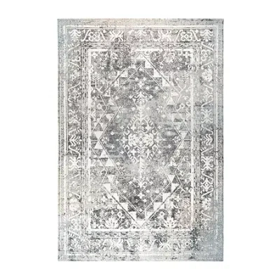 Nicole Miller Patio Sofia Ivy Border Loomed Rectangular Outdoor Area Rug In Gray