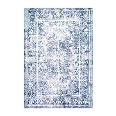 Nicole Miller Patio Sofia Ivy Border Loomed Rectangular Outdoor Area Rug In Blue