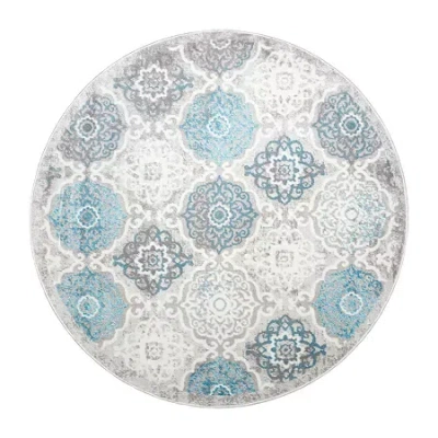 Home Dynamix Boho Andorra Ikat Loomed Indoor Round Area Rug In Gray