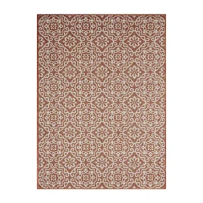 Nicole Miller Country Danica Geometric Outdoor Rectangular Area Rug In Red