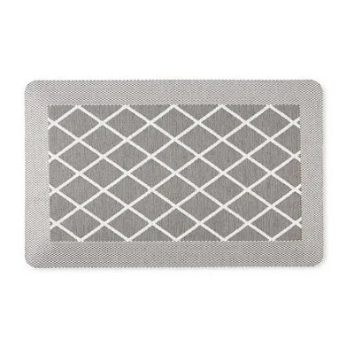 Martha Stewart Miles Air Diamond Indoor Rectangular Kitchen Mat In Gray
