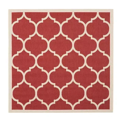 Safavieh Courtyard Collection Amias Geometric Indoor/outdoor Square Area Rug In Red