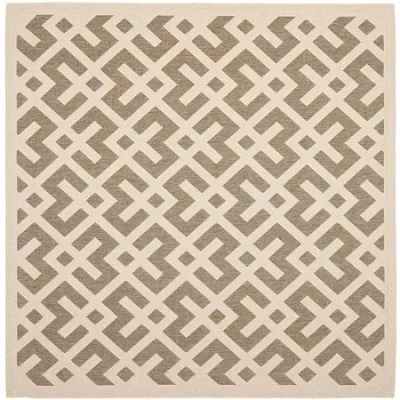 Safavieh Courtyard Collection Darrin Geometric Indoor/outdoor Square Area Rug In Brown