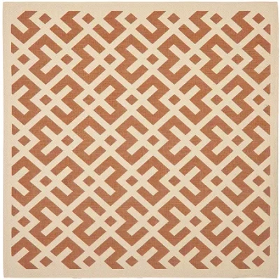 Safavieh Courtyard Collection Darrin Geometric Indoor/outdoor Square Area Rug In Red