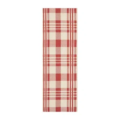 Safavieh Courtyard Collection Cori Plaid Indoor/outdoor Runner Rug In Red