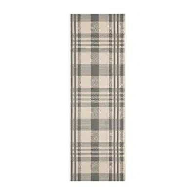 Safavieh Courtyard Collection Cori Plaid Indoor/outdoor Runner Rug In Gray