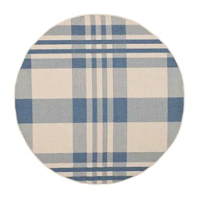 Safavieh Courtyard Collection Cori Plaid Indoor/outdoor Round Area Rug In Multi