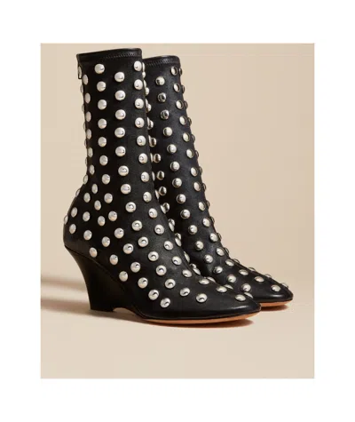 Khaite The Apollo Studded Wedge Boots In Black