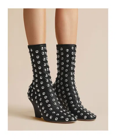 Khaite The Apollo Studded Wedge Boots In Black