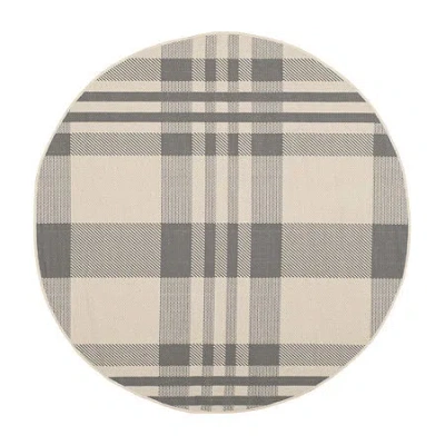Safavieh Courtyard Collection Cori Plaid Indoor/outdoor Round Area Rug In Gray