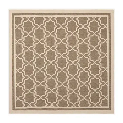 Safavieh Courtyard Collection Caymen Oriental Indoor/outdoor Square Area Rug In Brown