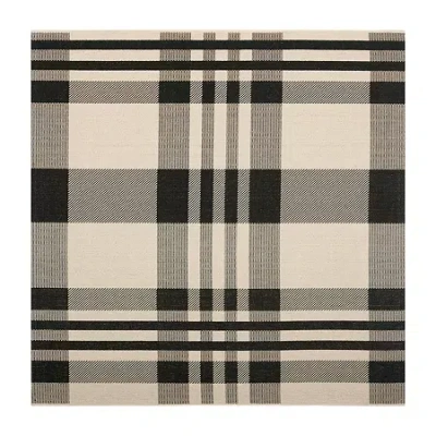 Safavieh Courtyard Collection Cori Plaid Indoor/outdoor Square Area Rug In Black