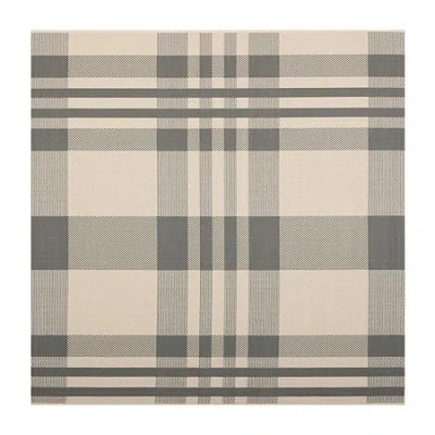Safavieh Courtyard Collection Cori Plaid Indoor/outdoor Square Area Rug In Gray