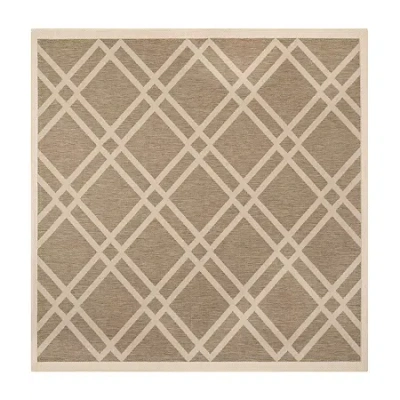 Safavieh Courtyard Collection Hannah Geometric Indoor/outdoor Square Area Rug In Brown