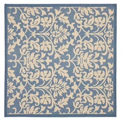Safavieh Courtyard Collection Lyla Floral Indoor/outdoor Square Area Rug In Blue