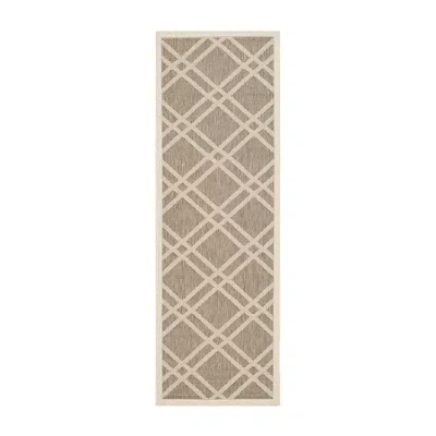 Safavieh Courtyard Collection Hannah Geometric Indoor/outdoor Runner Rug In Brown