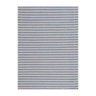 Martha Stewart Juno Stripe Water Resistant Indoor Rectangular Area Rug In Blue