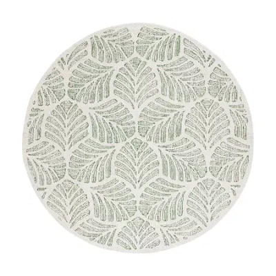 Martha Stewart Char Floral Hand Tufted 6' X 6' Indoor Round Area Rug In Green