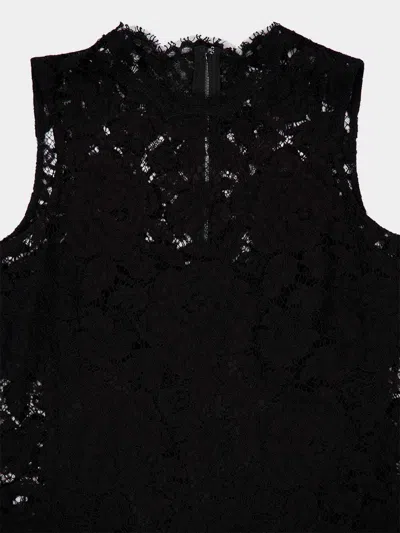 Dolce & Gabbana Floral Cordonetto Lace Top In Black