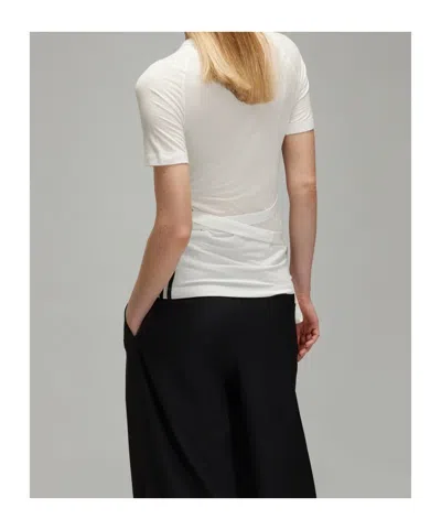 Y-3 3-striped Drawstring T-shirt In White