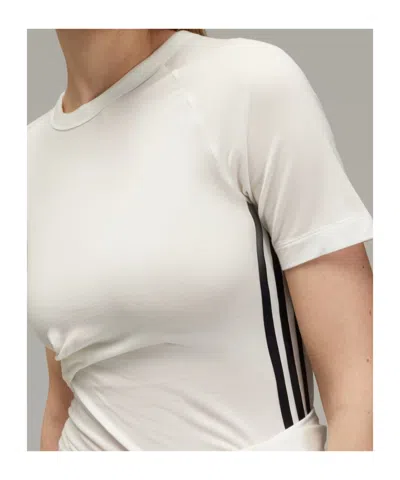 Y-3 3-striped Drawstring T-shirt In White