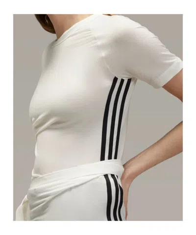 Y-3 3-striped Drawstring T-shirt In White