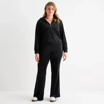 Juicy By Juicy Couture Womens Juniors Plus Flare Mid Rise Track Pant In Black