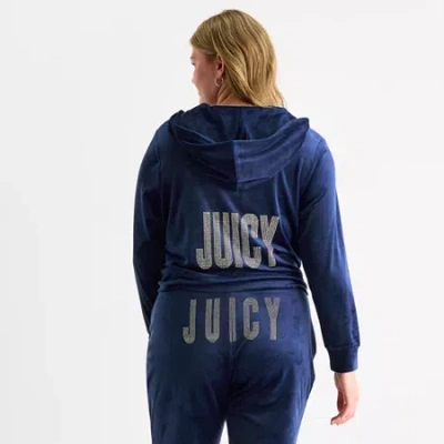 Juicy By Juicy Couture Womens Juniors Plus Lightweight Track Jacket In Blue