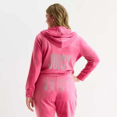 Juicy By Juicy Couture Womens Juniors Plus Lightweight Track Jacket In Pink