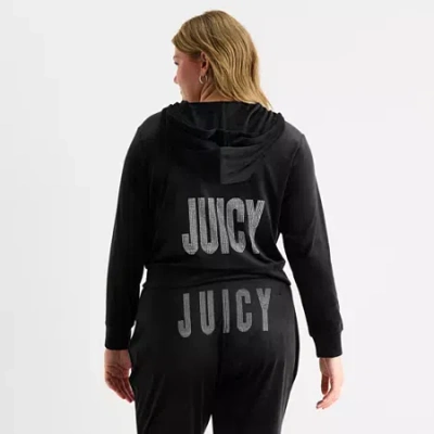 Juicy By Juicy Couture Womens Juniors Plus Lightweight Track Jacket In Black
