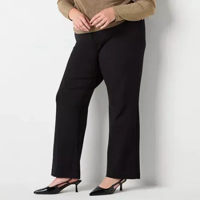 Worthington Plus Womens Straight Leg Trouser In Black