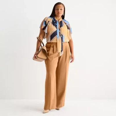 Worthington Plus Womens Everyday Pant In Brown