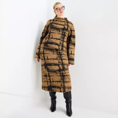 Worthington Womens Plus Midi A-line Skirt In Brown