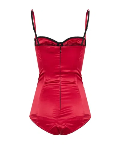 Dolce & Gabbana Satin Bodysuit In Red