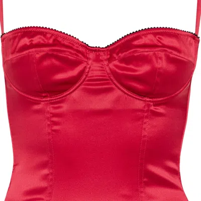 Dolce & Gabbana Satin Bodysuit In Red
