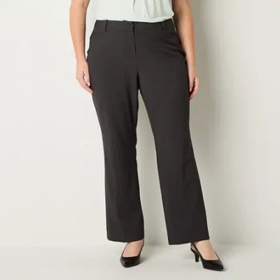 Liz Claiborne Audra Tailored Curvy Womens Straight Mid Rise Trouser In Gray