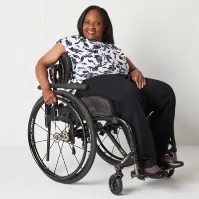 Liz Claiborne Adaptive Emma Ponte Womens Plus Easy-on + Easy-off Seated Wear Straight Mid Rise Ankle Pant In Black