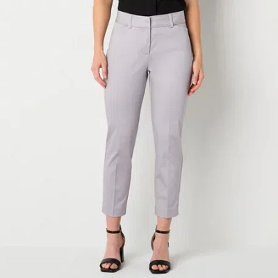 Liz Claiborne Emma Womens Plus Ankle Mid Rise Ankle Pant In Gray
