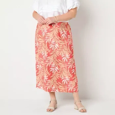 Liz Claiborne Womens Plus Mid Rise Midi A-line Skirt In Pink