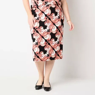 Liz Claiborne Womens Plus Midi Pencil Skirt In Pink