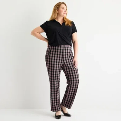 Liz Claiborne Womens Plus Straight Pull-on Pant In Blue